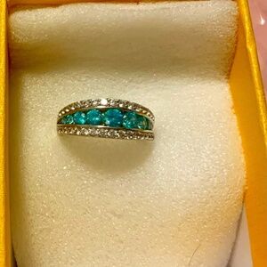 Teal CZ Band Ring, .925, SZ 7